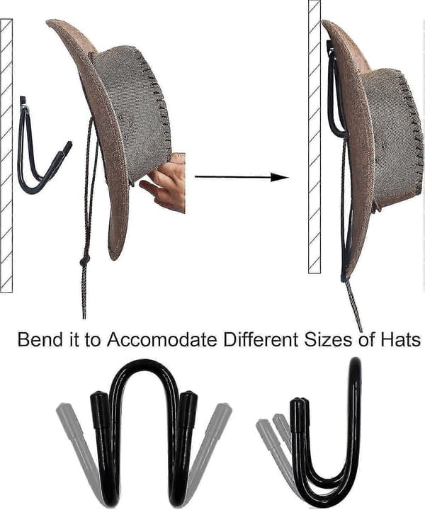 Cowboy Hat Rack Hat Holder Hat Organizer Hat Vægmontering - 4/pk Ingen Hat