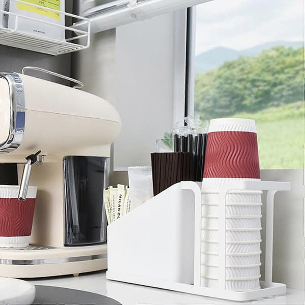 Kaffekoppholder Te-pose Dispenser Enkel Tilgang Rom Multifunksjonell Plassbesparende Kontor Hjem Black