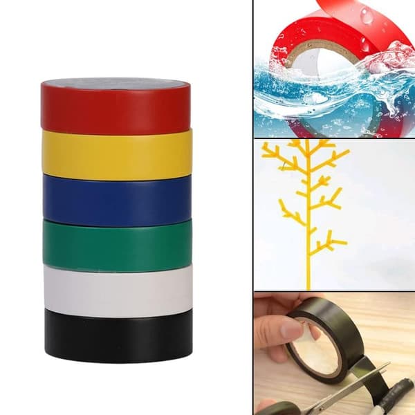 Farget tape 6 stk elektrisk isolasjonstape PVC