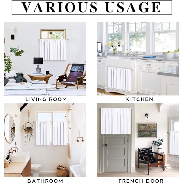 Short Curtains for Bedroom, Grey Half Curtains, Energy Saving