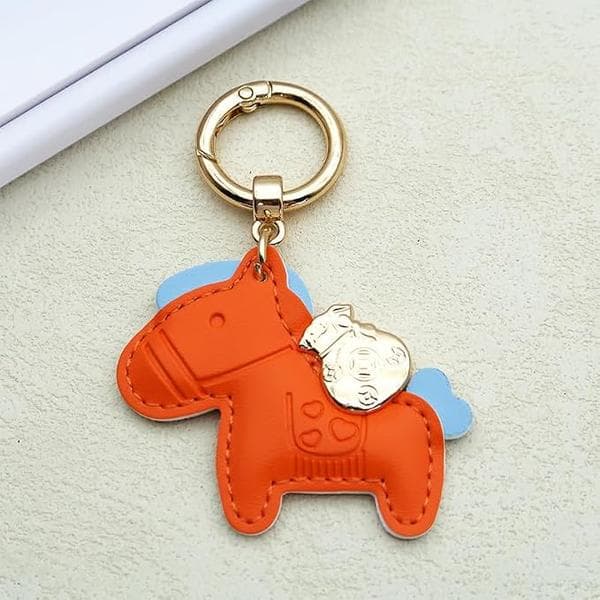Orange Pony Nøgleringe Søde Heste Nøglering Pony Charms til Pung Håndtasker Taske Bilnøgle