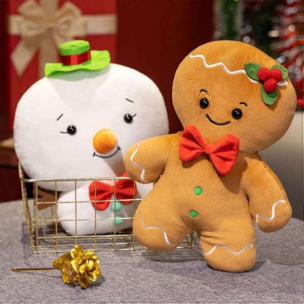 Jule-honningkagemand Plyslegetøj Blød Fyldt Puddukke til Sofaseng Julepynt Sjov Gingerbread Man