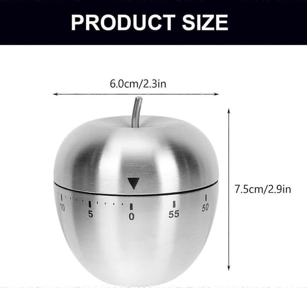 Æbleformet mekanisk timer til køkkenmadlavning og bagepåmindelse 60 minutters nedtælling bærbar metaltimer 2.95X2.36X2.36 tommer