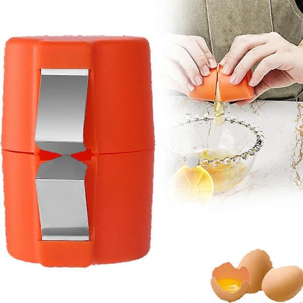 Æggeskalsåbner til hårdkogte æg, rustfrit stål kogt æg cracker køkkenredskab orange