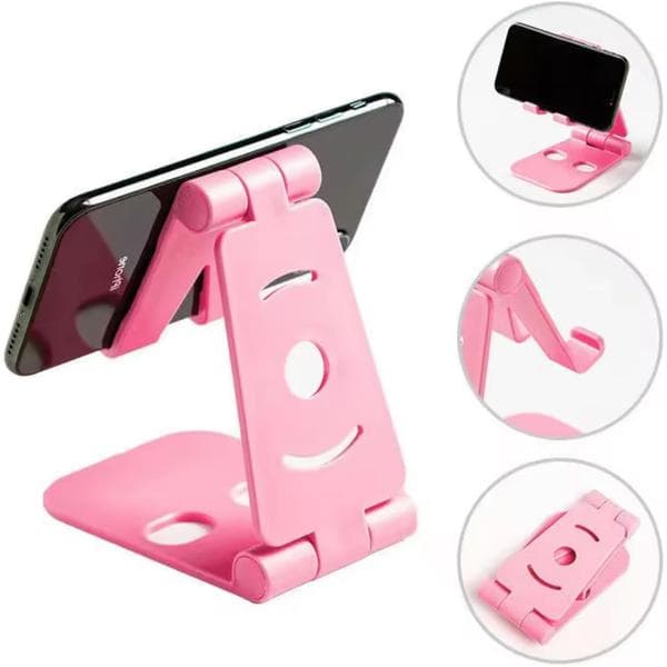 Justerbar smartphone- og skrivebordsstander (pink)