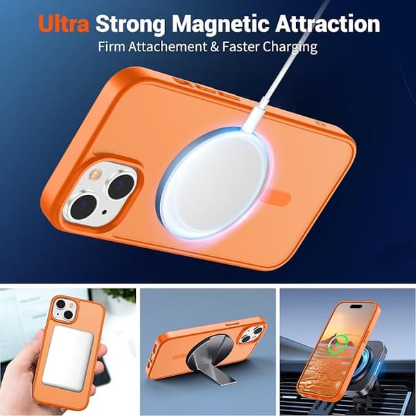 SUPFINE Magnetic Case for iPhone 15pro, MagSafe Compatible, Military Grade Protection, Slim Matte Translucent Shockproof Case, Red Starry Orange iphone15pro starry orange