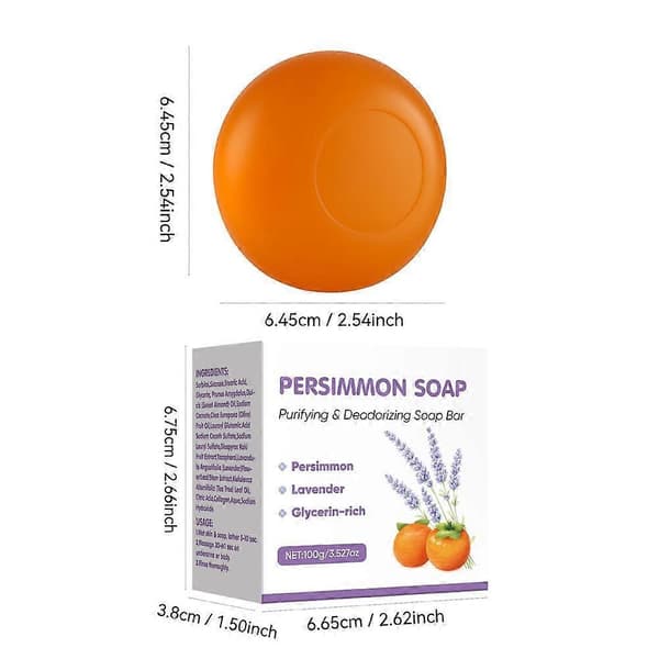 Rensende sæbebar - Kaki og Lavendel, til krop og ansigt, 100g
