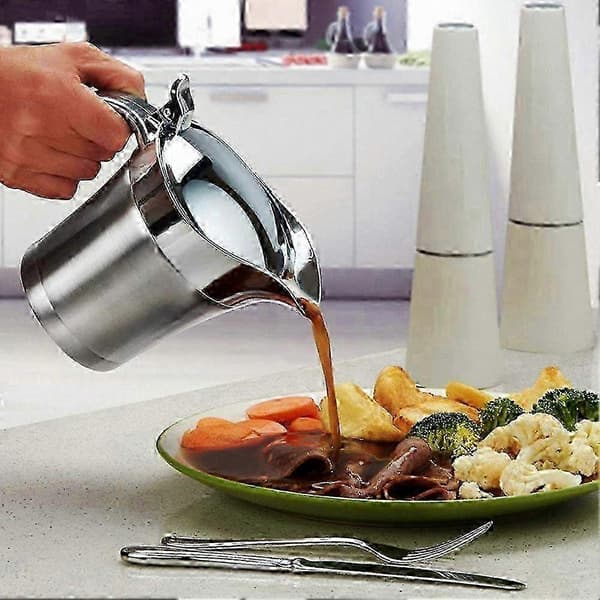 Dobbeltlags sovseskål i rustfrit stål 450 ml - Isoleret sovsekande til servering - Køkkenredskab til saucer og smagsgivere