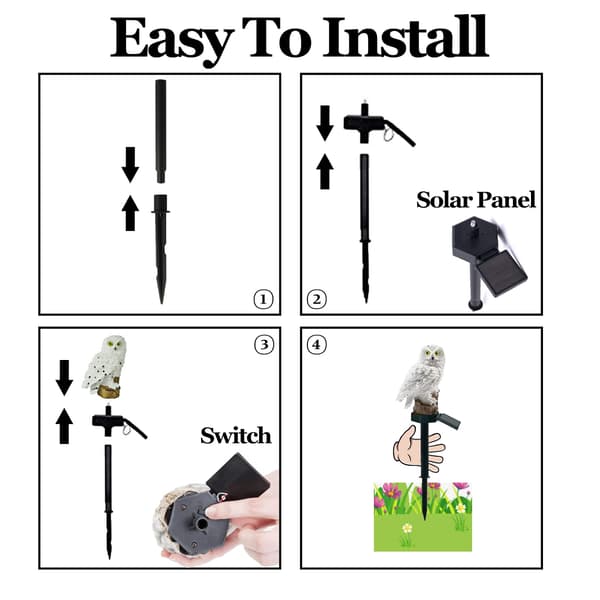 Solcellelampe til haven, ugle solcellelampe til haven