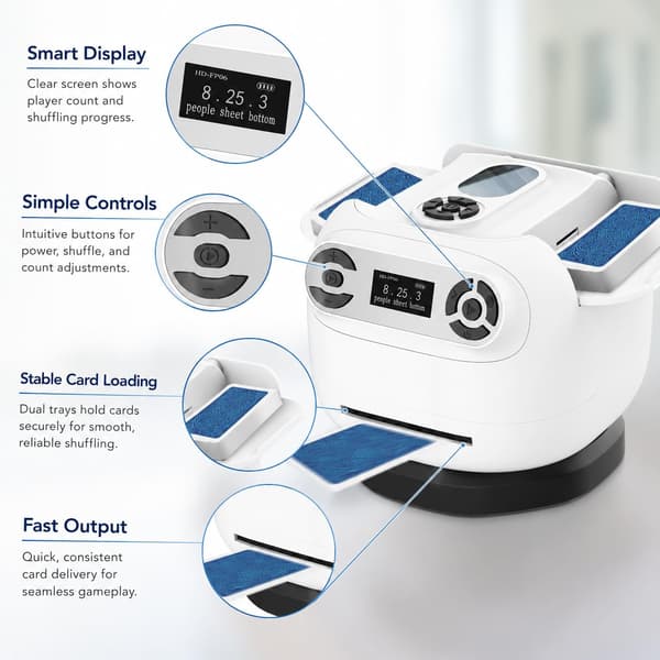 2026 Automatic Card Shuffler and Dealer Machine 2-in-1 Smart - White