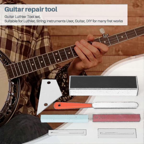 Gitarr Luthier Verktyg Inkluderar Bandplaningsbalk, Gitarrbandfil, Vippbräda och Greppbrädesskydd, g