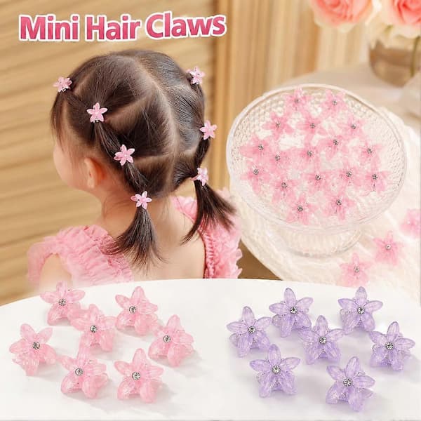 Mini Blomsterhårklämmor Blommig Design Säkert Grepp 10-delat Set Purple One size