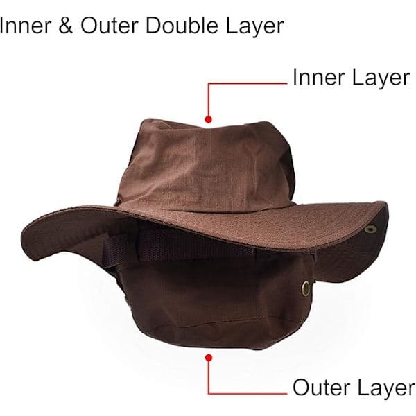 Outdoor Wide Brim Sun Hat, Double Layer Classic Army Style Combat Helmet
