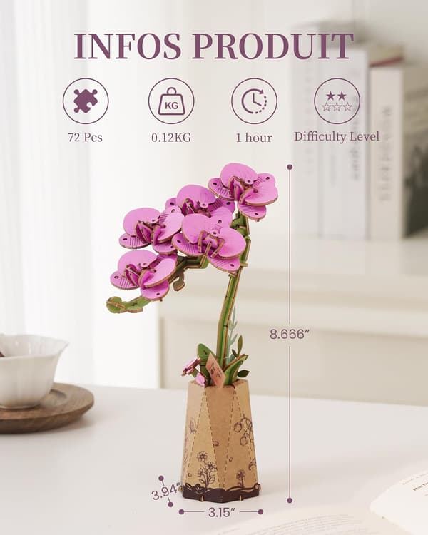 3D-pussel Lila Phalaenopsis Orkidé