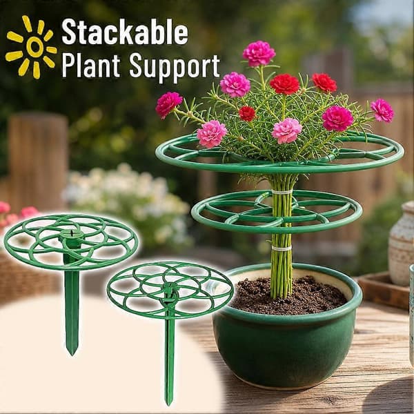 Stapelbart växtstöd - Solrosspaljé, grön plast, blomkruksstöd, balkong Big 1pcs