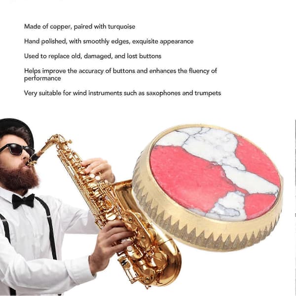 Trompetventilfingerknapper - 5 stk. kobberturkis saxofonnøgleknapper til blæseinstrumenter