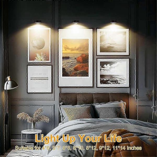 Picture lighting, art lighting, picture lighting 4-pack, battery-powered art lighting with remote control, color temperatures, M