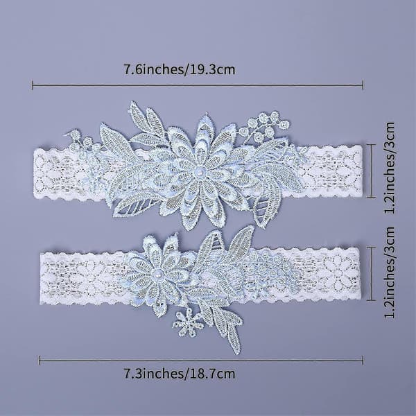 Bryllupsstrømpebånd for bruder, 2 stk. blondebenstrømpebånd for kvinner, bryllupsundertøy elastisk strømpebånd med rhinsteiner for bruden White