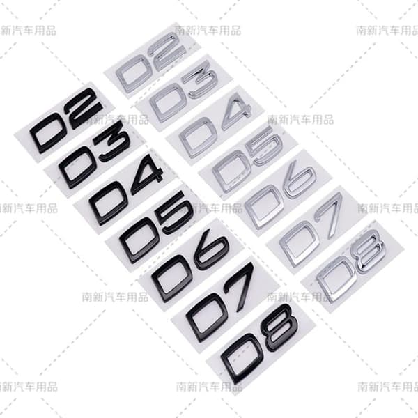 D2 D3 D4 D5 D6 D7 D8 label suitable for Volvo modified car displacement rear digital English D4-Silver D4-Silver