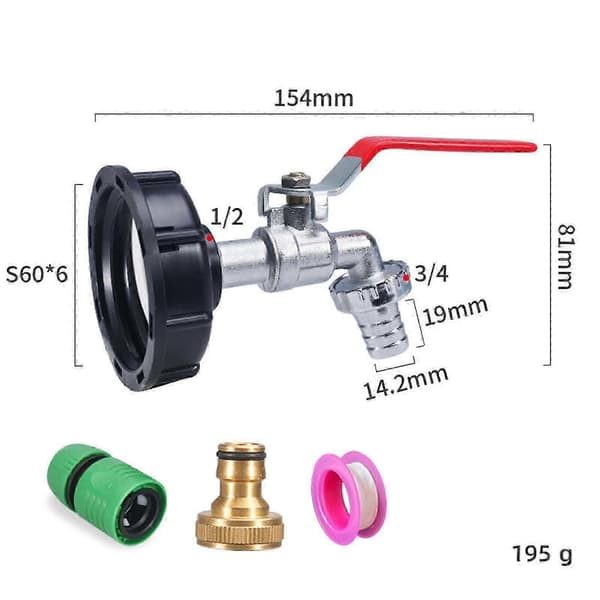 Quick-Connect IBC Tank Adapter, Nem-Installations Erstatningsfitting til Vandslange & Tapventil Tilslutning Brass Nozzle