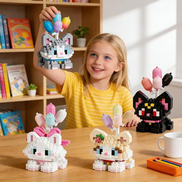 Minikat byggeklodssæt, 4 dele, 3D-puslespil