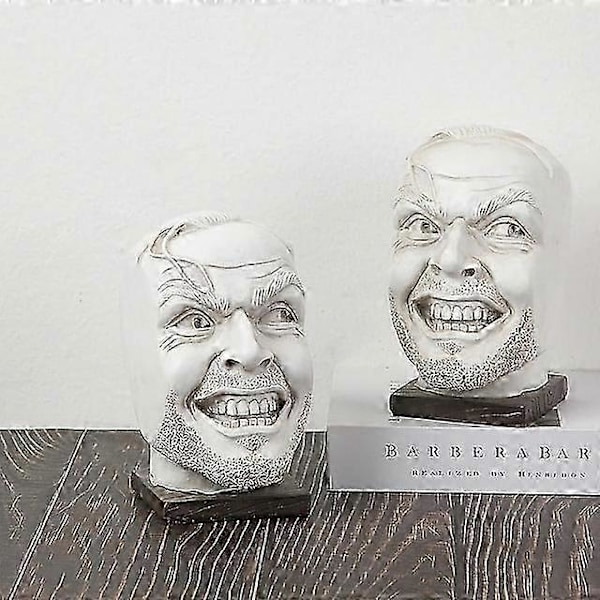 Johnny Bogstøttefigur, The Shining Jack Torrance Statue Harpiks Bogreol Skulptur Skrivebords Dekoration Ornament Hjem Dekoration Håndværk Halloween Bogstøtte -C