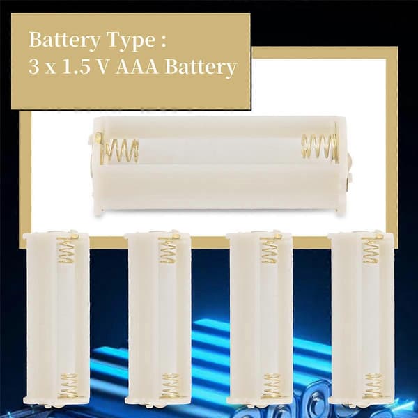 5 stk. Rund 3x 1,5V AAA Batteriholderboks Beholder Hvit