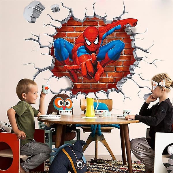Spiderman Tredimensionell Väggpenetrering Barnrum Sovrum