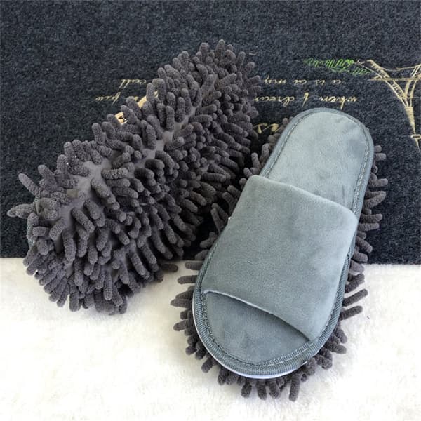 Lazy Open Toed Mop Toed - Soft and Comfortable Grey Cleaning Slippers (M 39-41)