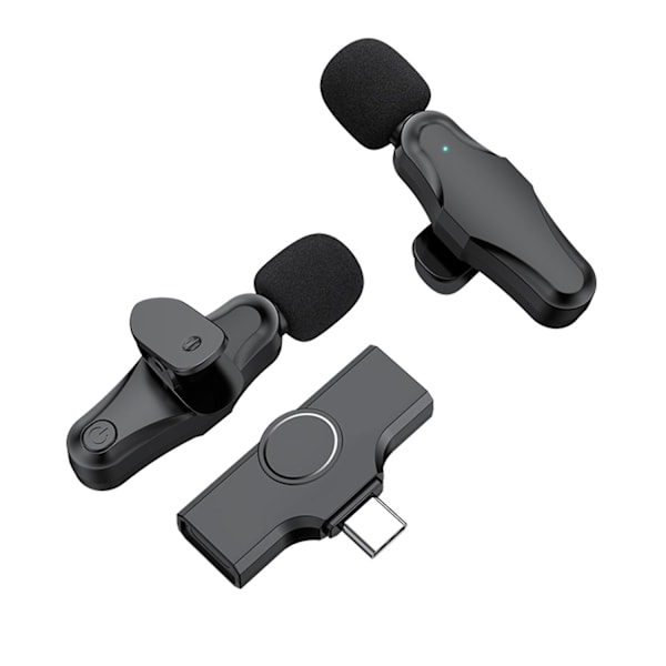 K10 Trådløs Lapel Mikrofon Klips-på Mic Plug & Play Type-C til Telefon Pad PC med Støjreduktion