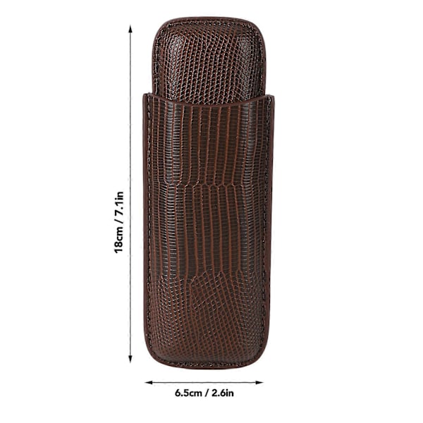 Cigar Etui Holder PU Læder Brun 2 Finger Cigar Transport Etui Bærbar til Rejser Jubilæumsgaver