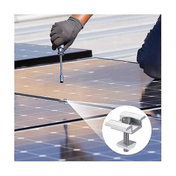 8Pack Monteringsbraketter for solcellepanel, ende- og midtklemmer for PV-solcellepanel, solcellemodul 30m