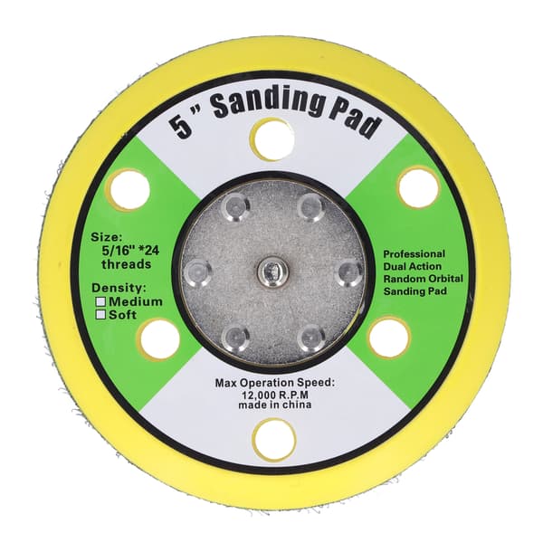 5 inch Sanding Pad 5/16-24 Hook and Loop PU Backing Plate Pneumatic Sander Buffer 12000RPM