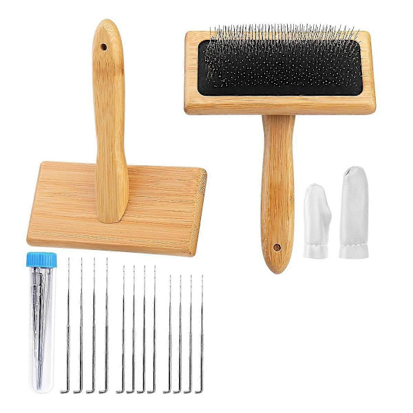 2 st Wool Carders, Hand Carders för Ull Nålfiltning Borste Träfibrer Nålfiltning w
