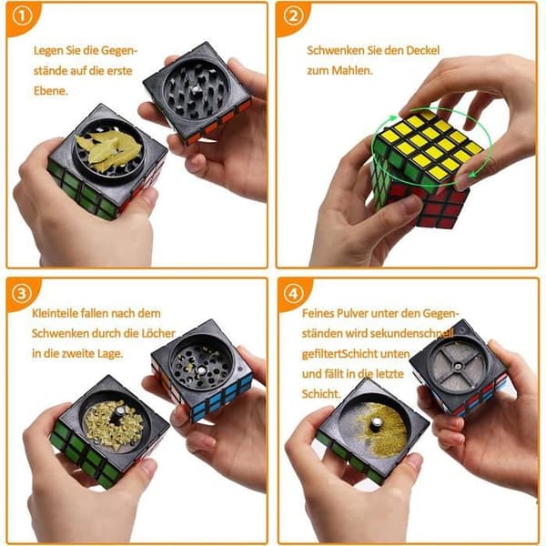 Grinder - Magic - 4 dele - Sort - 58 x 58 mm - Fint pulver