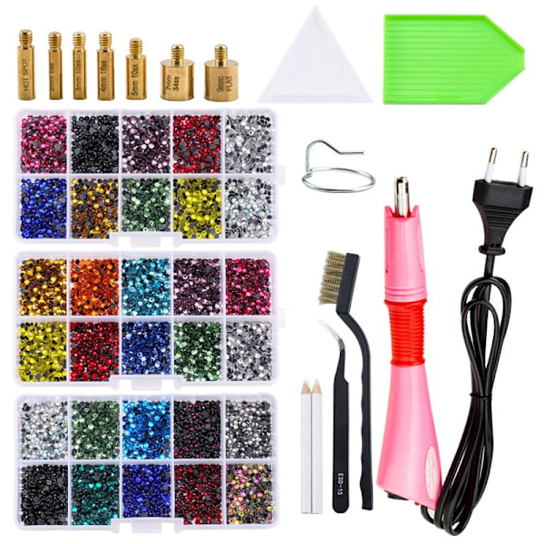 2160 stk. Krystall Rhinestones Steiner Stryke På Hotfix Rhinestones Dekorasjon for Håndverk Klær Sko Vesker Negler DIY 12 Farger