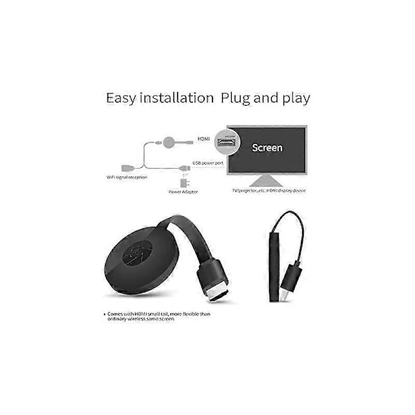 Trådløs HDMI-dongle for strømming, trådløs skjermmottaker, Cast for iPhone/iPad/Android/iOS/Windows/Mac Laptop, PC til TV