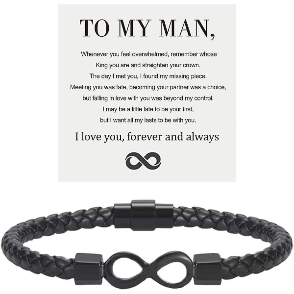 Till min man, Infinity läderarmband, present till man från fru, jag älskar dig för evigt och alltid, armband, pojkvän, årsdag, födelsedag, jul, fars dag