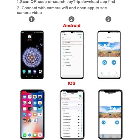 WiFi Backkamera Backkamera 12V Mini Vattentät Kaross Färdskrivare för iPhone och Android