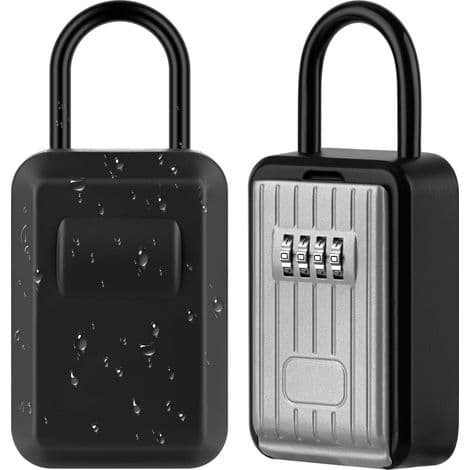 Säker utomhusnyckellåda med kod, väggmonterad design, väggmonterad nyckellåda med lock för inomhus- och utomhusbruk, grå