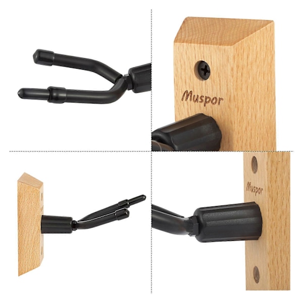 Muspor Violin Vägghängare med Bågkrok (Träbas), 1-pack - Perfekt för att Visa och Förvara Violiner - Säker och Stilren Lösning - Musik