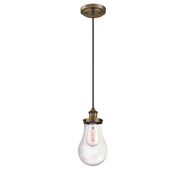 Pendel Dråbeform Antik Messing og Klart Glas