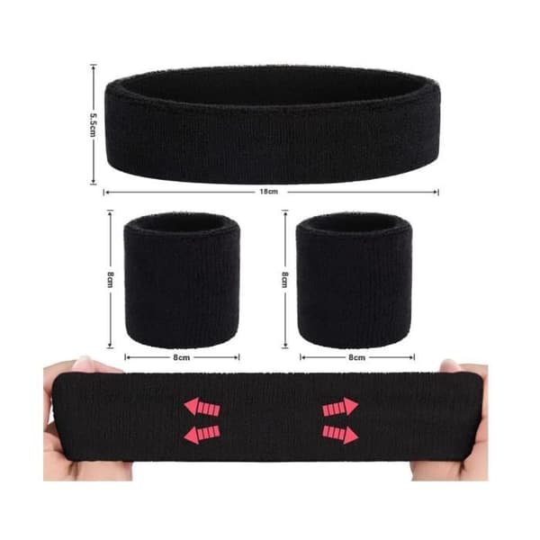 Svettbånd - Pakke med 3 - Svamp - Elastisk - Unisex