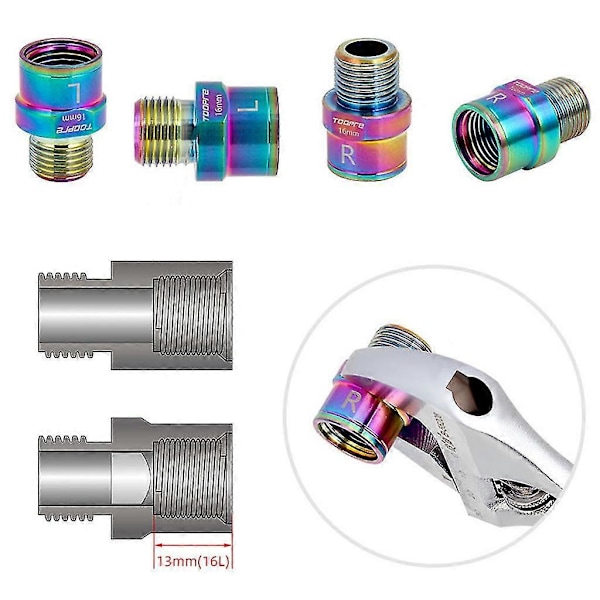 16mm/20mm Polkimen jatkajat, Cr-Mo akselivälikappaleet polven suojaukseen - MTB/Maantie