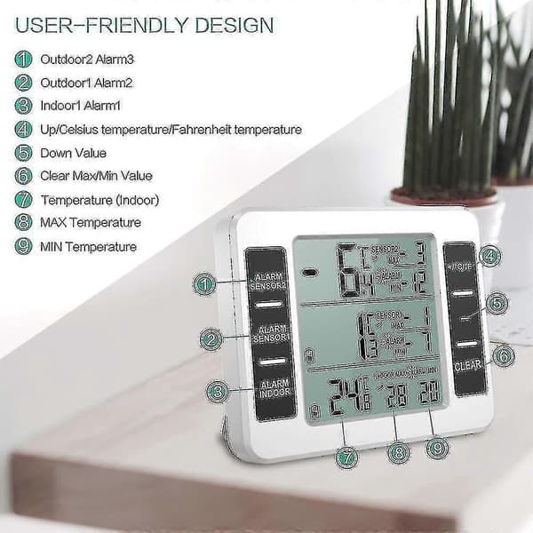 Opgraderet Version Køleskabstermometer Trådløs Digital Fryser