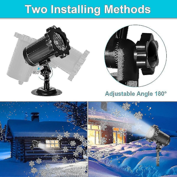 LED-projektor Jullampa Snöfall Ljus Med Fjärrkontroll IP65 Vattentät Utomhus och Inomhus Juldekoration Snöflinga LED Julprojektor