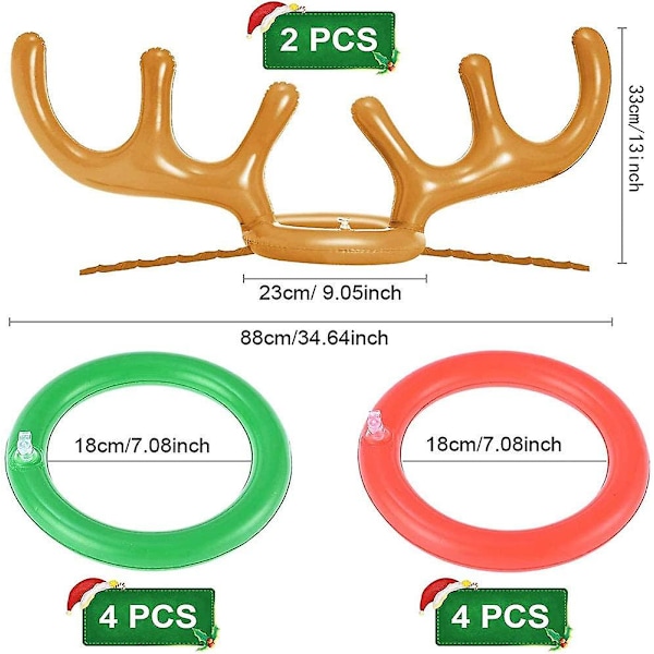 2 kpl:n sarvipääpanta ja renkaita, puhallettava poron sarvipääpanta, puhallettava poron sarvipääpanta, puhallettava poron sarvien heittopeli perheen joulujuhliin