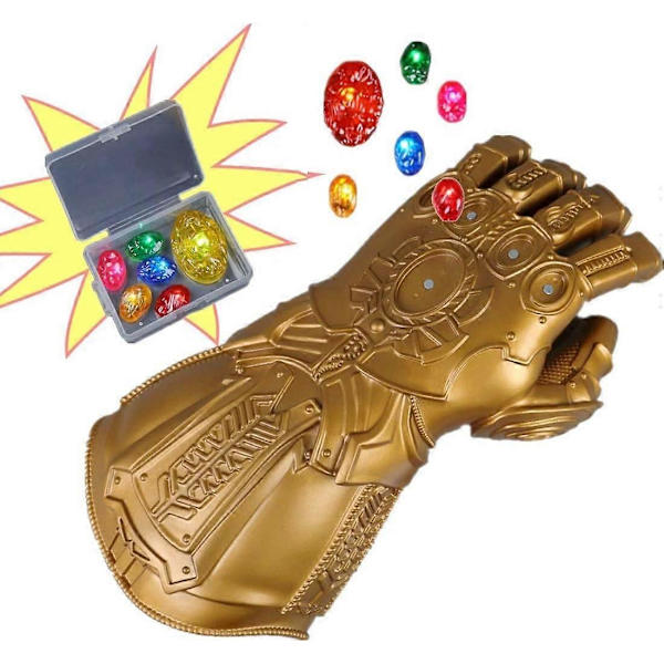 Infinity War Thanos Infinity Gauntlet med Elektroniske Aftagelige Glødende Infinity Stones Cosplay Halloween Rekvisit PVC Handsker til Voksne