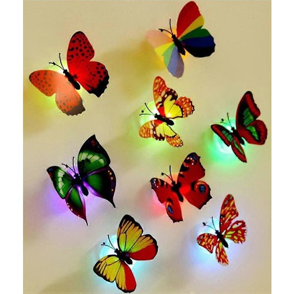 Nirvana 10 stk LED Sommerfugl Veggklistremerker Lys Veggklistremerker 3D Husdekorasjon, Nattelys