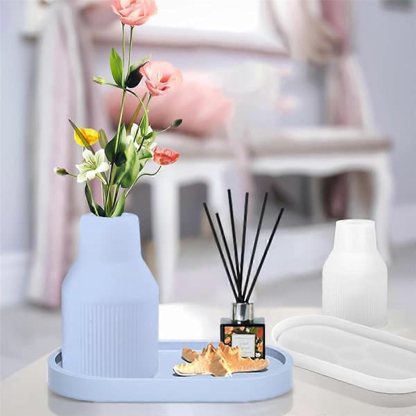 Silikonform för vas, silikonform vas, epoxihartsformar blomvas gjutformar silikonvas, D